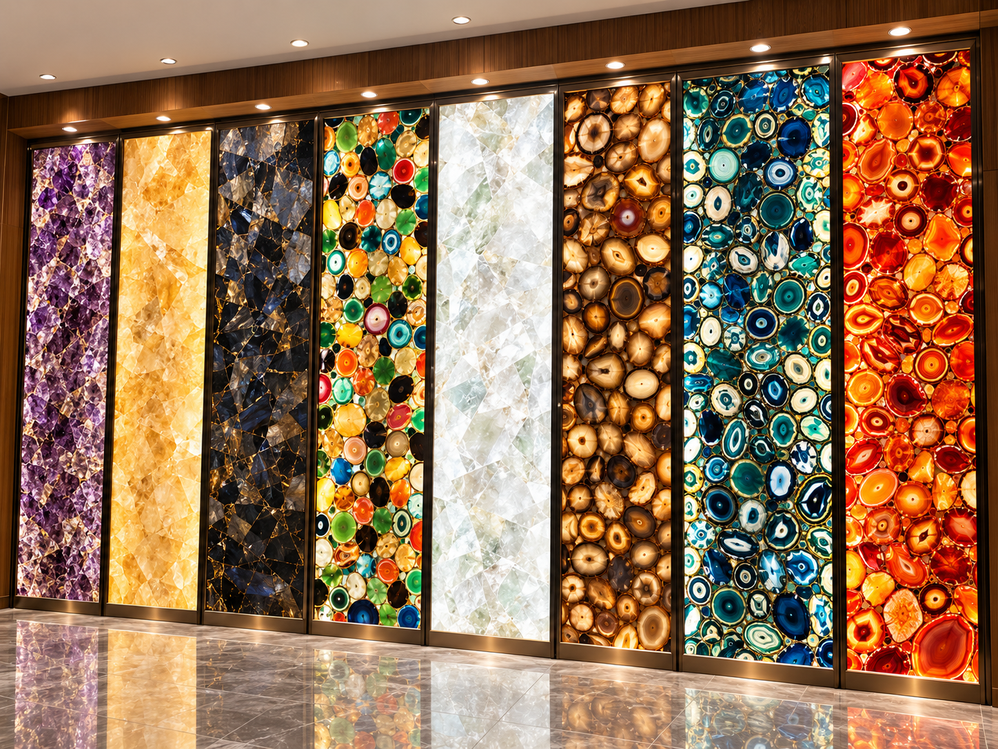 Natural gemstone materials and slab collection
