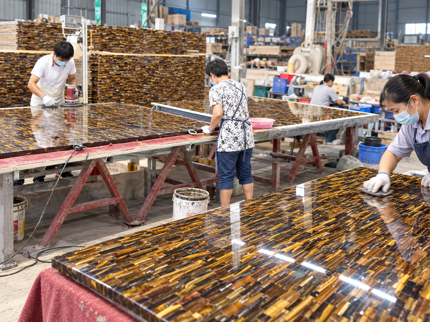 Gemstone slab production