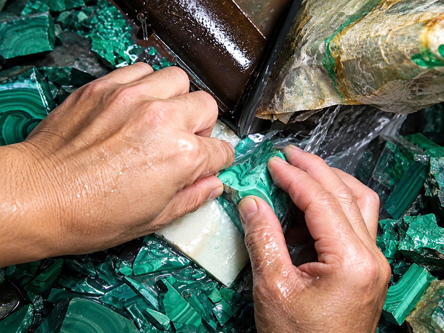 Craftsman hand-finishing gemstone