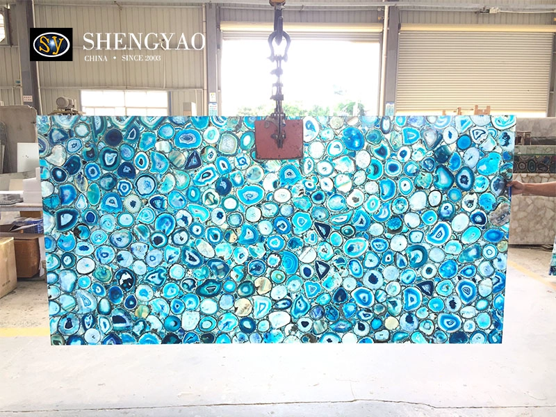 Natural quartz gemstone slab with pale crystalline patterns