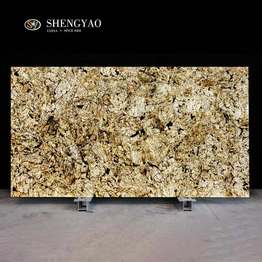 Gemstone slab displayed in an interior project